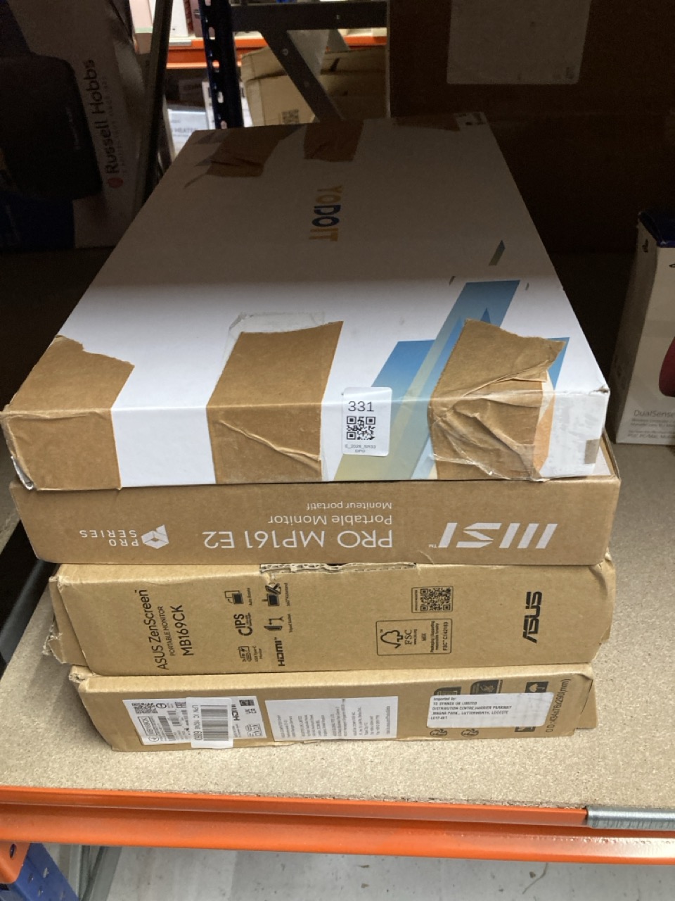 Lot 331  
            Edinburgh SR33 - Delivery Only 

                
QUANTITY OF TECH & GAMING ITEMS TO INCLUDE ASUS ZEN SCREEN (S/S/S, SMASHED/SALVAG...