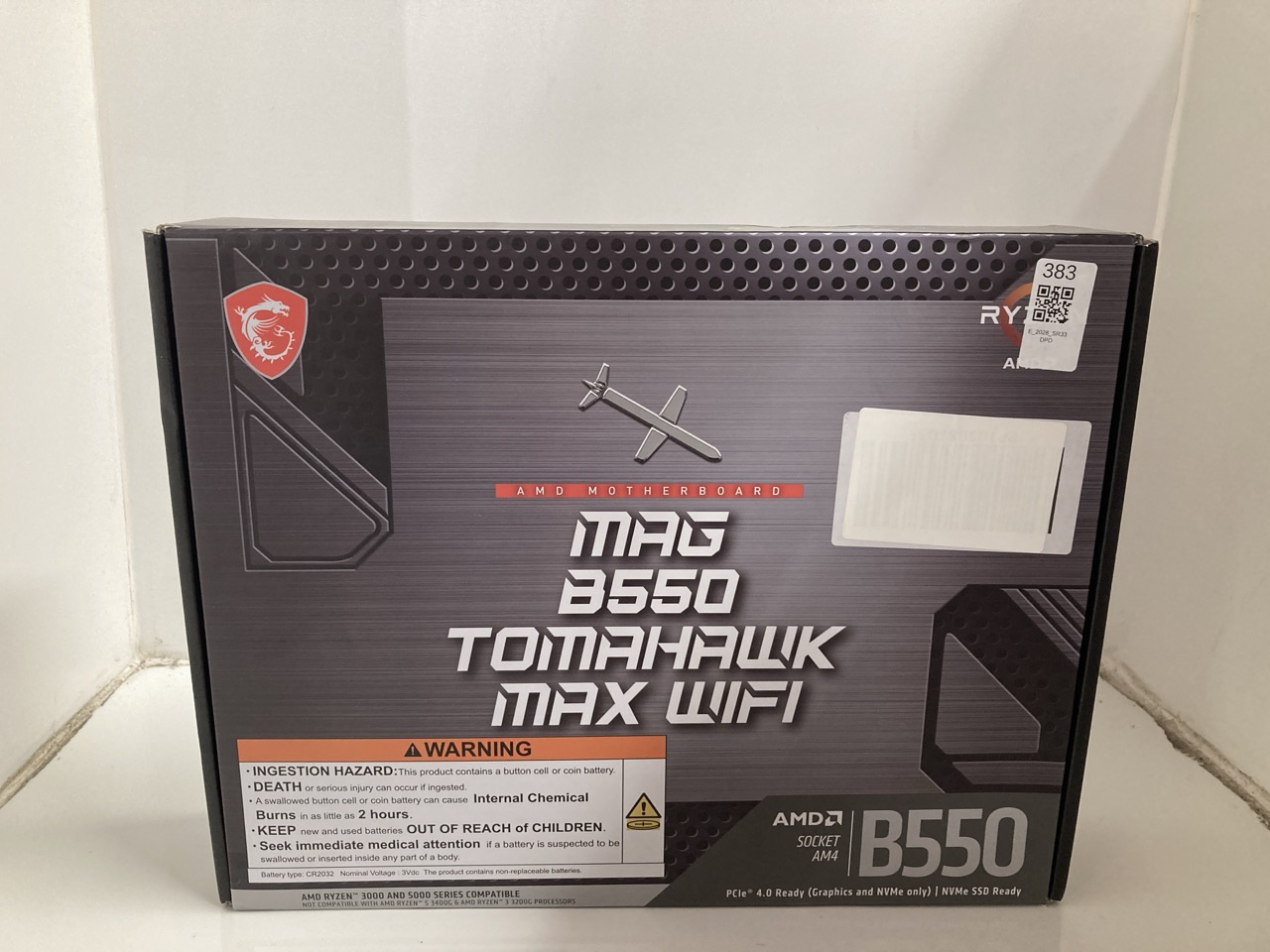 Lot 383  
            Edinburgh SR33 - Delivery Only 

                
MSI B550M PRO MOTHERBOARD TOMAHAWK : LOCATION - E RACK