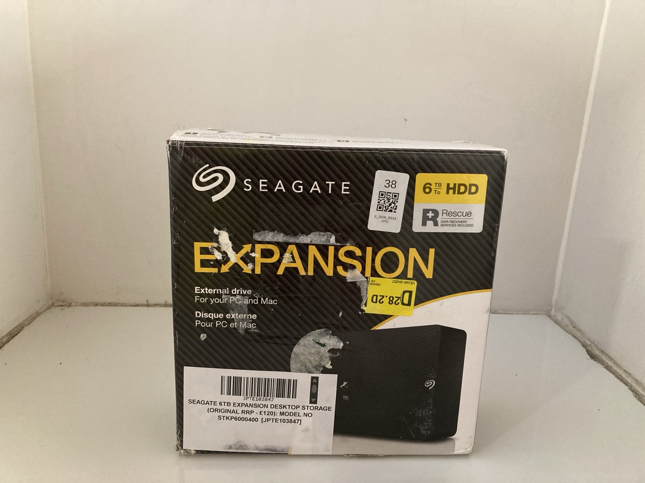 Lot 38  
            Edinburgh SR33 - Delivery Only 

                
SEAGATE 6TB EXPANSION DESKTOP STORAGE (ORIGINAL RRP - £120): MODEL NO STKP6000400...