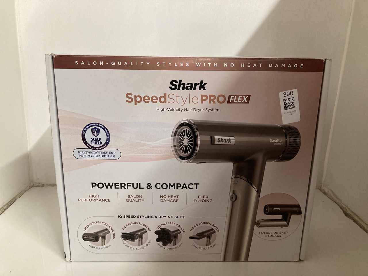 Lot 390  
            Edinburgh SR33 - Delivery Only 

                
SHARK SPEEDSTYLE PRO FLEX HAIR DRYER, HIGH PERFORMANCE HIGH-VELOCITY HAIR-DRYER S...