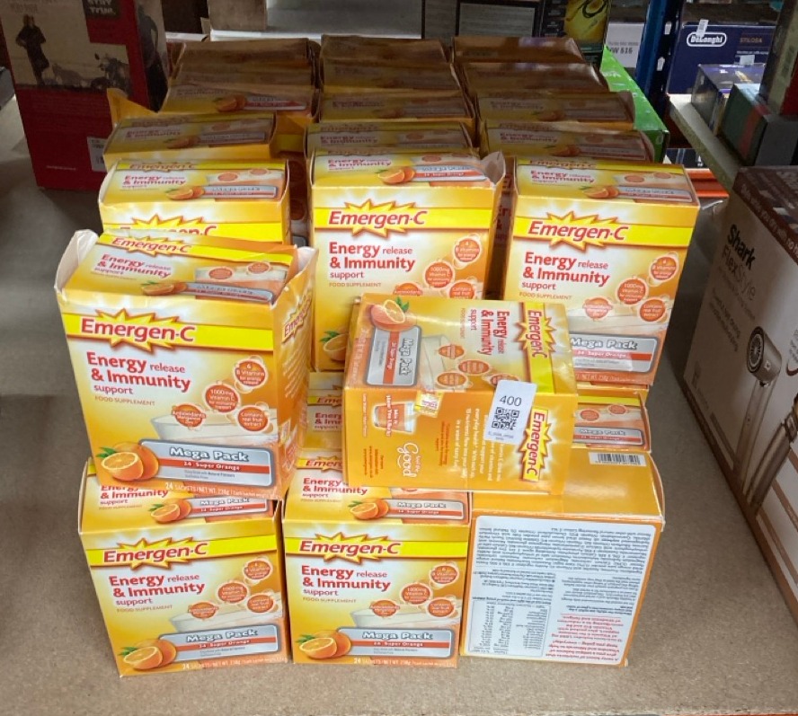 Lot 399  
            Edinburgh SR33 - Delivery Only 

                
QUANTITY OF EMERGEN-C MULTIMINERALS FOR ADULTS, WITH VITAMIN C, SUPER ORANGE 24PK...