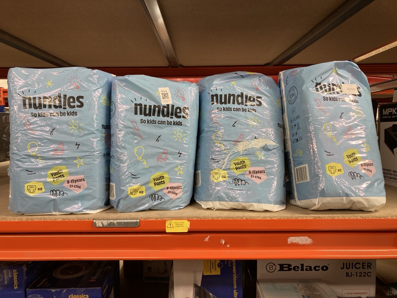 Lot 414  
            Edinburgh SR33 - Delivery Only 

                
QUANTITY OF BABY & TODDLER ITEMS TO INCLUDE NUNDIES YOUTH PANTS – DISPOSABLE NAPP...