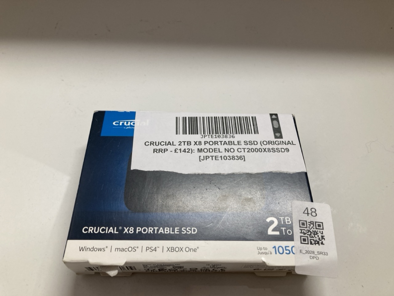 Lot 48  
            Edinburgh SR33 - Delivery Only 

                
CRUCIAL 2TB X8 PORTABLE SSD (ORIGINAL RRP - £142): MODEL NO CT2000X8SSD9  [JPTE10...