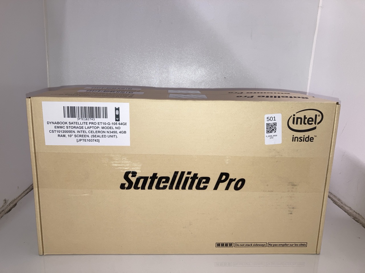 Lot 501  
            Edinburgh SR33 - Delivery Only 

                
X2 DYNABOOK SATELLITE PRO ET10-G-105 64GB EMMC STORAGE LAPTOP: MODEL NO CST101200...