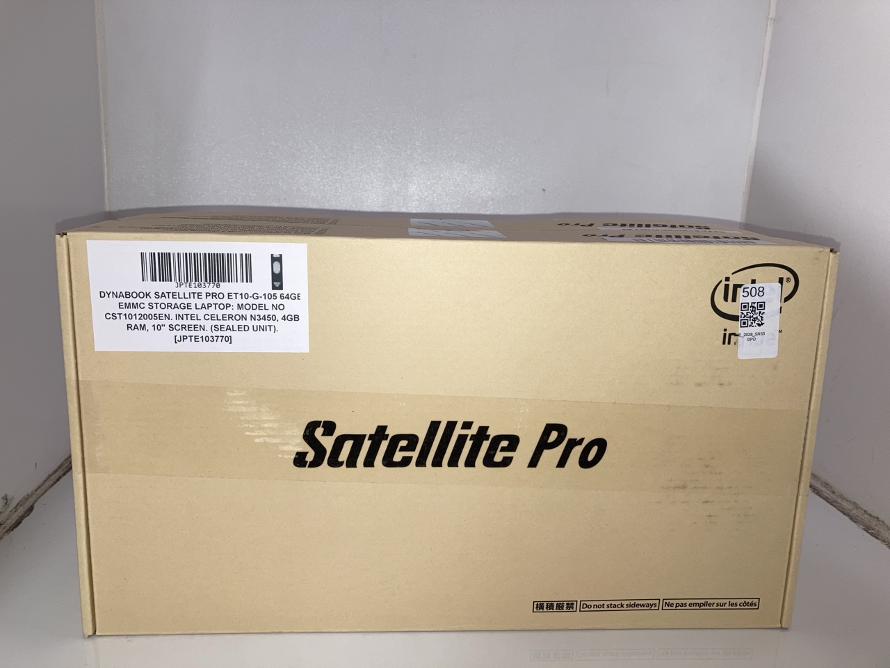 Lot 508  
            Edinburgh SR33 - Delivery Only 

                
X2 DYNABOOK SATELLITE PRO ET10-G-105 64GB EMMC STORAGE LAPTOP: MODEL NO CST101200...