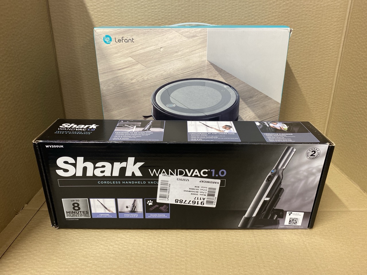Lot 582  
            Edinburgh SR33 - Delivery Only 

                
SHARK WAND VAC 1.0 HOOVER + LEFANT ROBOTIC VACUUM CLEANER M310: LOCATION - G RACK