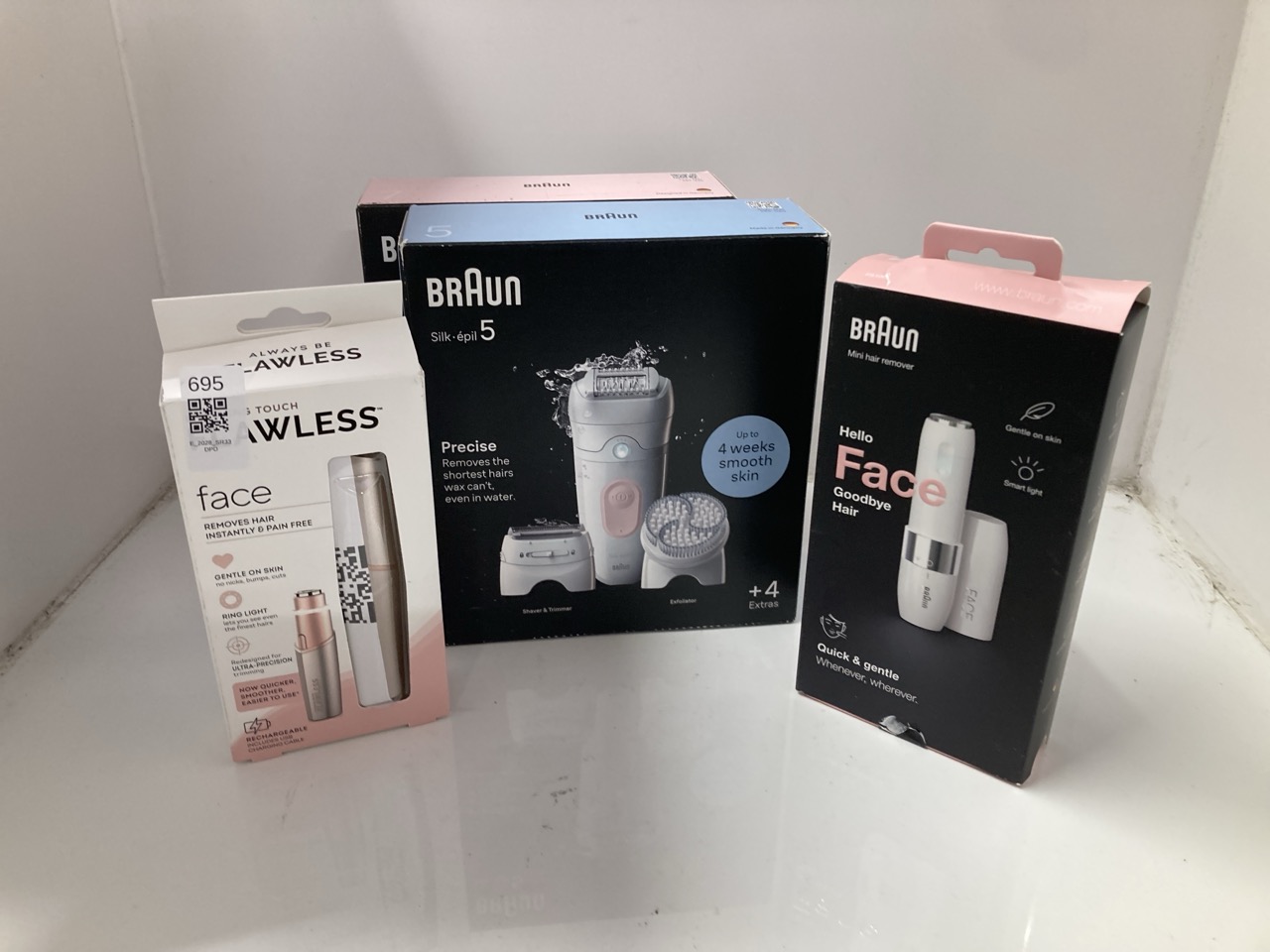 Lot 695  
            Edinburgh SR33 - Delivery Only 

                
QUANTITY OF HEALTH & BEAUTY ITEMS TO INCLUDE BRAUN FACE MINI HAIR REMOVER FS1000,...