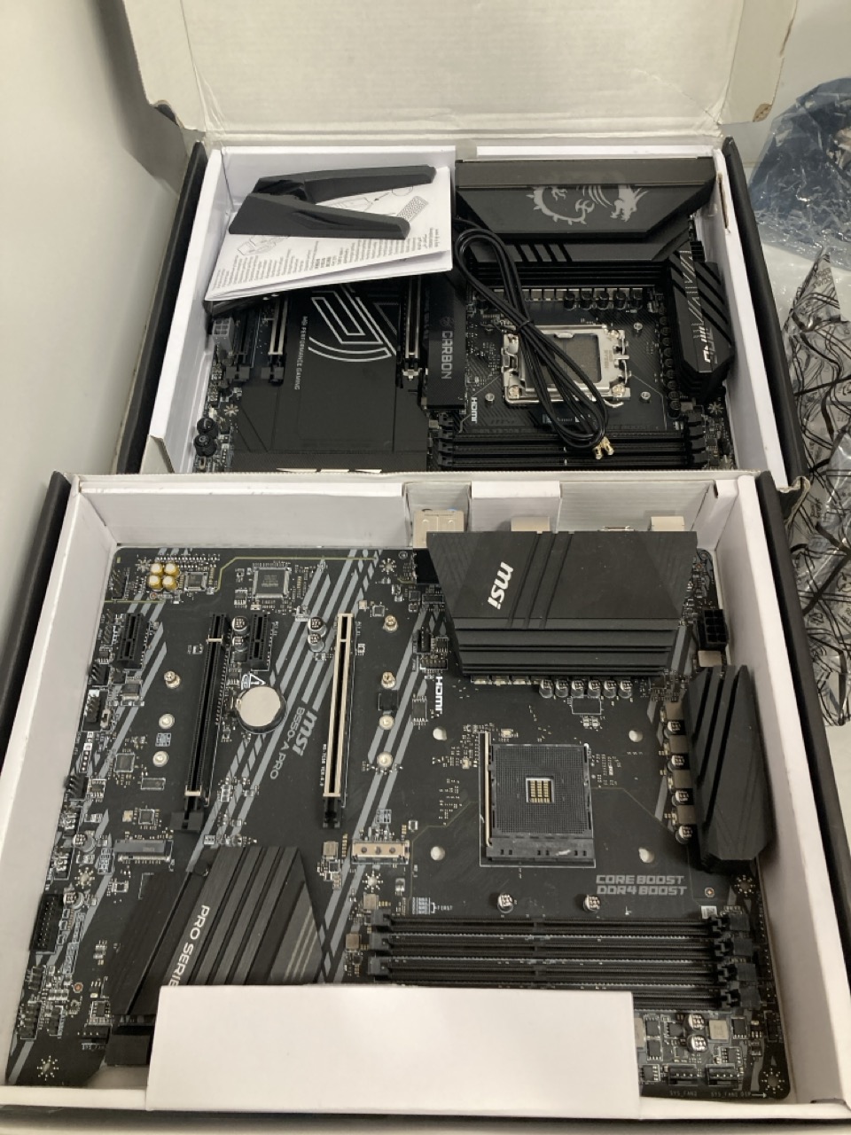 Lot 726  
            Edinburgh SR33 - Delivery Only 

                
MSI MPG X870E CARBON WIFI MOTHERBOARD, ATX + MSI B550-A PRO MOTHERBOARD ATX - SUP...