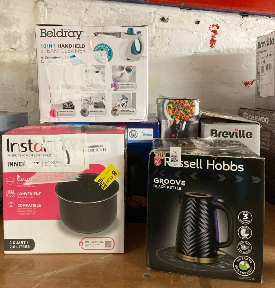 Lot 75  
            Edinburgh SR33 - Delivery Only 

                
QUANTITY OF KITCHEN & APPLIANCES ITEMS TO INCLUDE BELDRAY BEL0701TQN 10-IN-1 HAND...