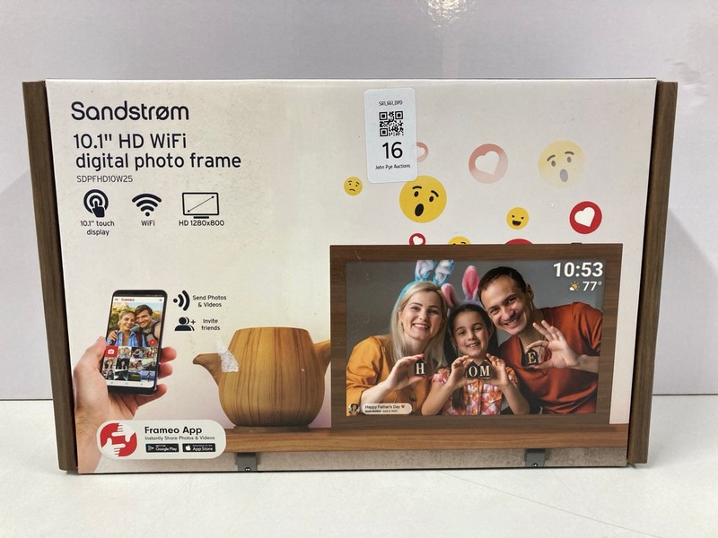 Lot 16  
            Nottingham SR1 - Delivery Only 

                
SANDSTROM 10.1" HD WIFI DIGITAL PHOTO FRAME MODEL: SDPFHD10W25 - ORIGINAL RRP.£49