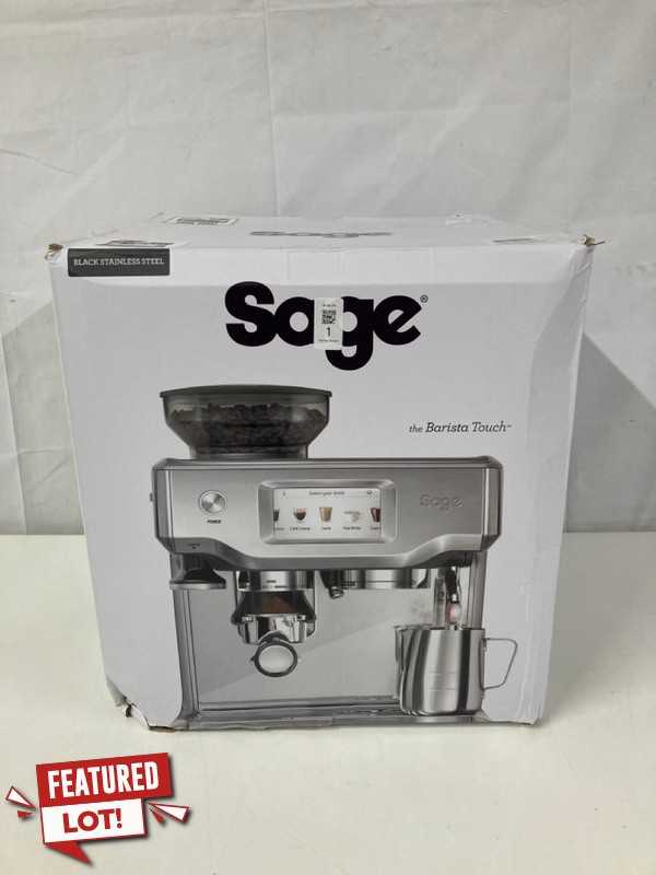 Lot 1  
            Nottingham SR1 - Delivery Only 

                
SAGE THE BARISTA TOUCH BLACK STAINLESS STEEL COFFEE MACHINE MODEL: SES880BST - OR...