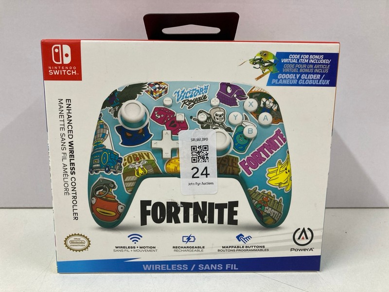 Lot 24  
            Nottingham SR1 - Delivery Only 

                
POWER A NINTENDO SWITCH FORTNITE ENHANCED WIRELESS CONTROLLER (SEALED)