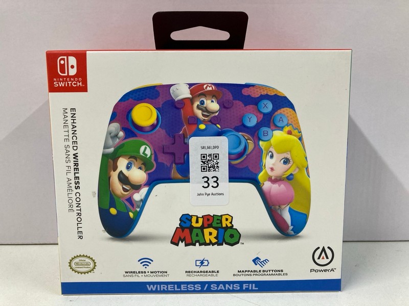 Lot 33  
            Nottingham SR1 - Delivery Only 

                
POWER A NINTENDO SWITCH SUPER MARIO ENHANCED WIRELESS CONTROLLER (SEALED)