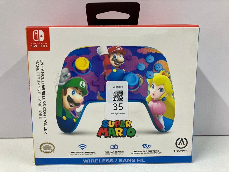 Lot 35  
            Nottingham SR1 - Delivery Only 

                
POWER A NINTENDO SWITCH SUPER MARIO ENHANCED WIRELESS CONTROLLER (SEALED)