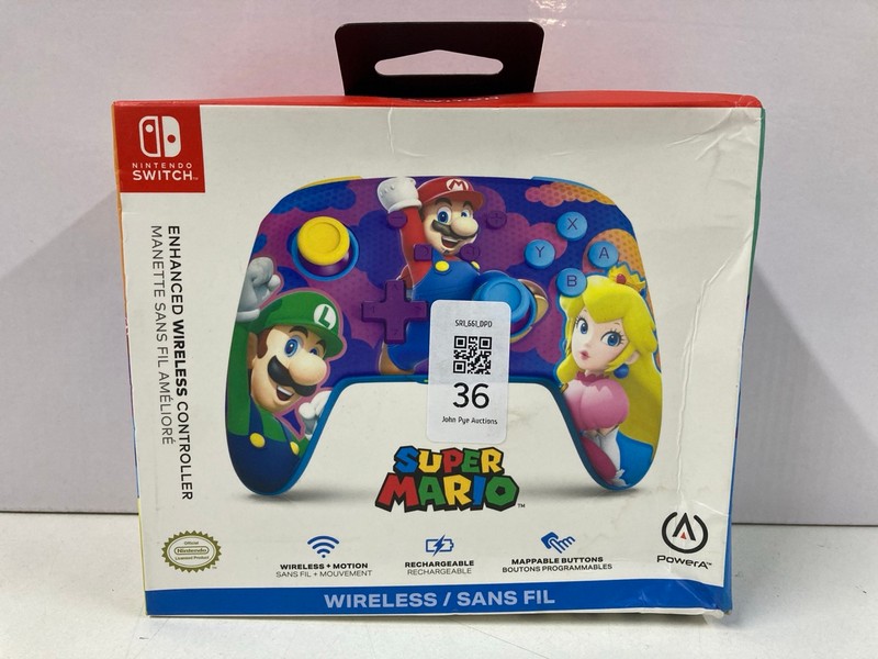 Lot 36  
            Nottingham SR1 - Delivery Only 

                
POWER A NINTENDO SWITCH SUPER MARIO ENHANCED WIRELESS CONTROLLER (SEALED)