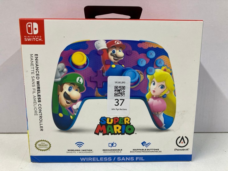 Lot 37  
            Nottingham SR1 - Delivery Only 

                
POWER A NINTENDO SWITCH SUPER MARIO ENHANCED WIRELESS CONTROLLER (SEALED)