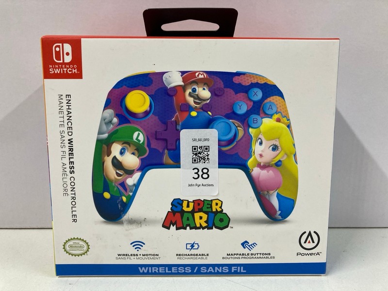 Lot 38  
            Nottingham SR1 - Delivery Only 

                
POWER A NINTENDO SWITCH SUPER MARIO ENHANCED WIRELESS CONTROLLER (SEALED)