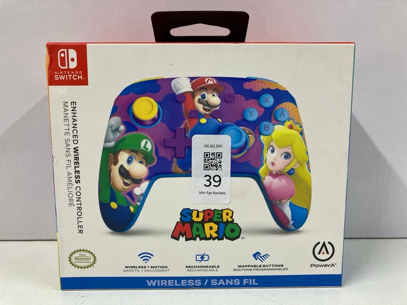 Lot 39  
            Nottingham SR1 - Delivery Only 

                
POWER A NINTENDO SWITCH SUPER MARIO ENHANCED WIRELESS CONTROLLER (SEALED)