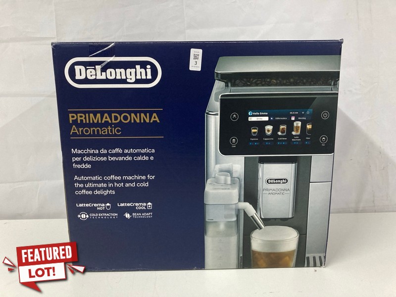 Lot 3  
            Nottingham SR1 - Delivery Only 

                
DELONGHI PRIMADONNA AROMATIC COFFEE MACHINE MODEL: ECAM630 - ORIGINAL RRP.£1349