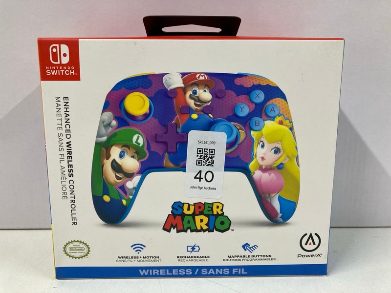 Lot 40  
            Nottingham SR1 - Delivery Only 

                
POWER A NINTENDO SWITCH SUPER MARIO ENHANCED WIRELESS CONTROLLER (SEALED)