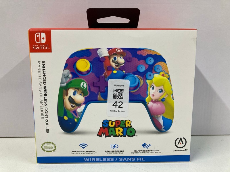 Lot 42  
            Nottingham SR1 - Delivery Only 

                
POWER A NINTENDO SWITCH SUPER MARIO ENHANCED WIRELESS CONTROLLER (SEALED)