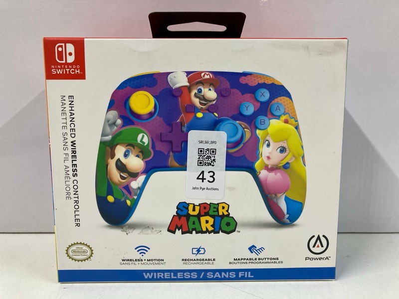 Lot 43  
            Nottingham SR1 - Delivery Only 

                
POWER A NINTENDO SWITCH SUPER MARIO ENHANCED WIRELESS CONTROLLER (SEALED)