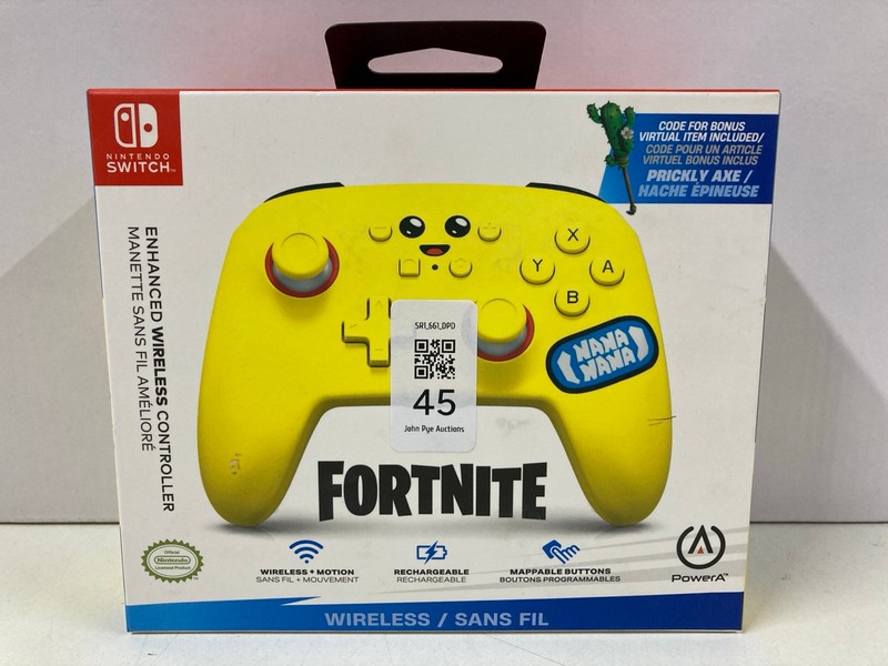Lot 45  
            Nottingham SR1 - Delivery Only 

                
POWER A NINTENDO SWITCH FORTNITE ENHANCED WIRELESS CONTROLLER (SEALED)