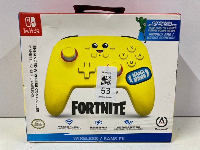 Lot 53  
            Nottingham SR1 - Delivery Only 

                
POWER A NINTENDO SWITCH FORTNITE ENHANCED WIRELESS CONTROLLER (SEALED)