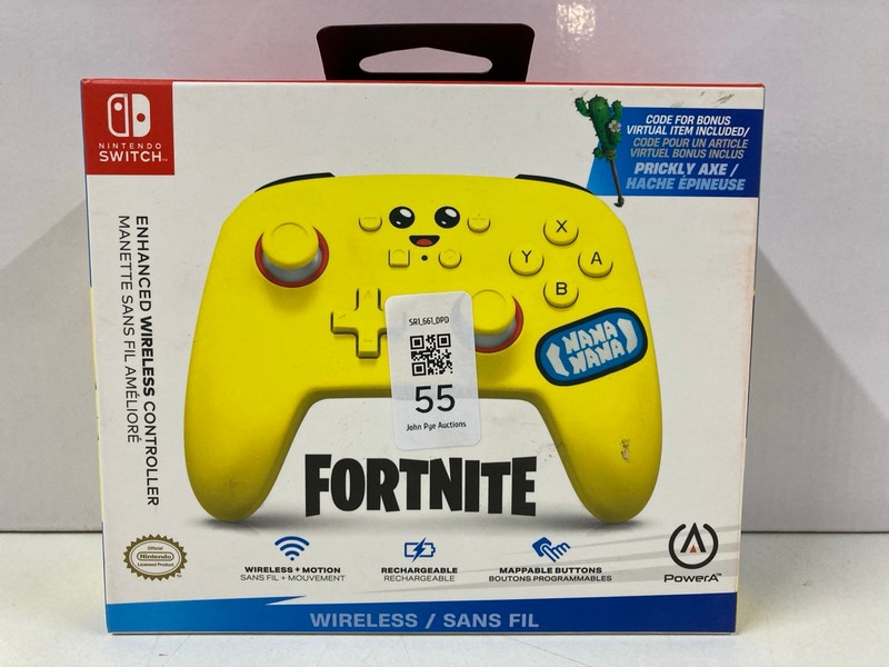 Lot 55  
            Nottingham SR1 - Delivery Only 

                
POWER A NINTENDO SWITCH FORTNITE ENHANCED WIRELESS CONTROLLER (SEALED)