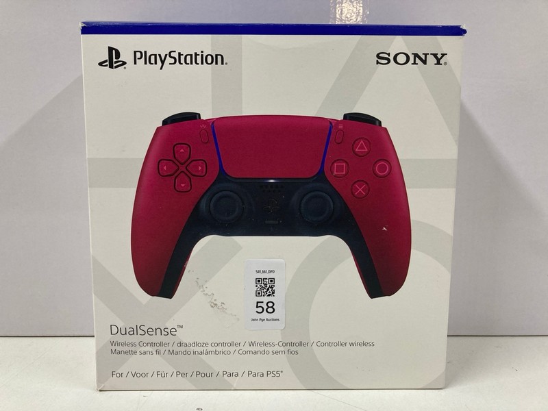 Lot 58  
            Nottingham SR1 - Delivery Only 

                
SONY PLAYSTATION 5 DUAL SENSE WIRELESS CONTROLLER - COSMIC RED - ORIGINAL RRP.£44
