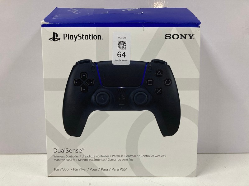 Lot 64  
            Nottingham SR1 - Delivery Only 

                
SONY PLAYSTATION 5 DUAL SENSE WIRELESS CONTROLLER - MIDNIGHT BLACK - ORIGINAL RRP...