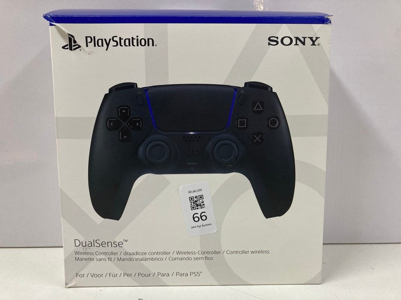 Lot 66  
            Nottingham SR1 - Delivery Only 

                
SONY PLAYSTATION 5 DUAL SENSE WIRELESS CONTROLLER - MIDNIGHT BLACK - ORIGINAL RRP...
