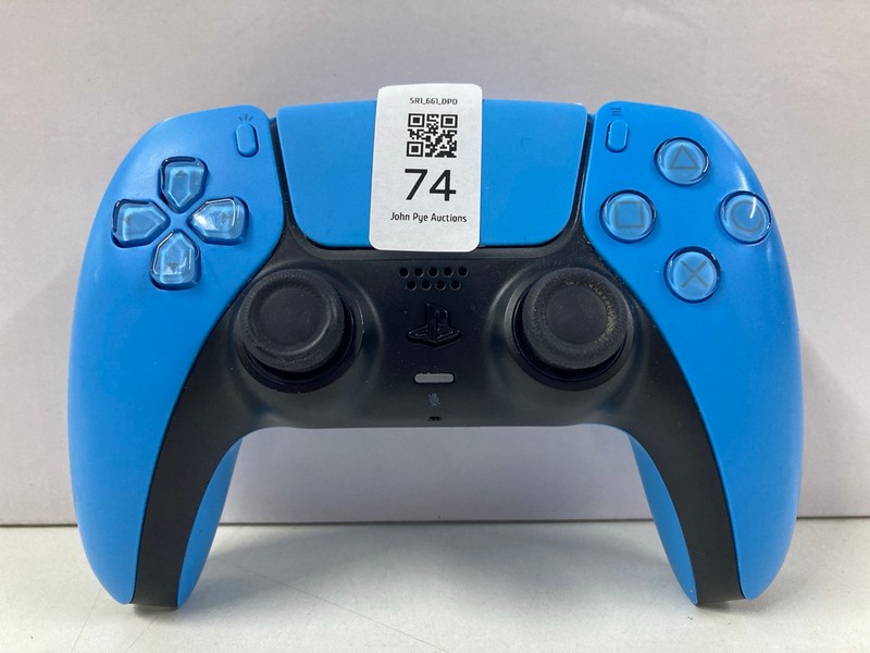 Lot 74  
            Nottingham SR1 - Delivery Only 

                
SONY PLAYSTATION 5 DUAL SENSE WIRELESS CONTROLLER - STARLIGHT BLUE - ORIGINAL RRP...
