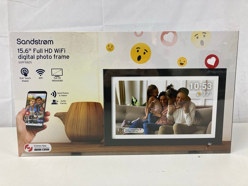 Lot 7  
            Nottingham SR1 - Delivery Only 

                
SANDSTROM 15.6" FULL HD WIFI DIGITAL PHOTO FRAME MODEL: SDPF15B25 - ORIGINAL RRP....