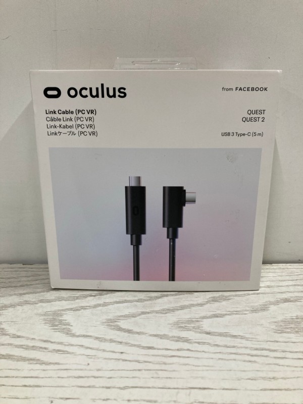 Lot 19  
            Nottingham SR2 - Delivery Only 

                
OCULUS LINK CABLE QUEST/QUEST 2 USB 3 TYPE-C (5M) ORIGINAL RRP: £89.99