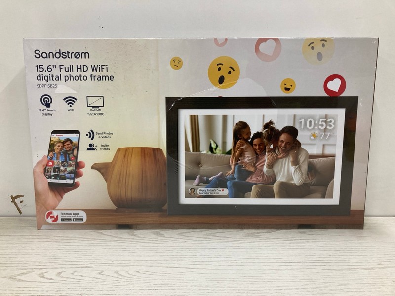Lot 33  
            Nottingham SR2 - Delivery Only 

                
SANDSTROM 15.6" FULL HD WIFI DIGITAL PHOTO FRAME MODEL: SDPF15B25 ORIGINAL RRP: £...