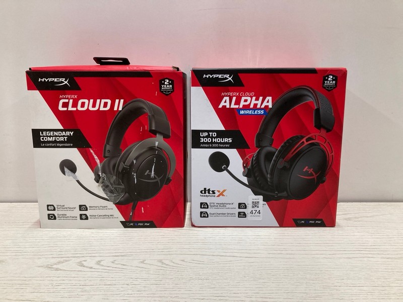 Lot 474  
            Nottingham SR2 - Delivery Only 

                
2 X HYPERX CLOUD ALPHA WIRELESS GAMING HEADSET