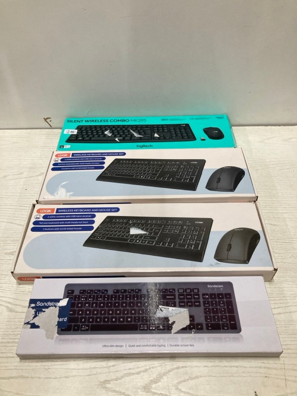 Lot 478  
            Nottingham SR2 - Delivery Only 

                
4 X KEYBOARDS INC LOGITECH SILENT WIRELESS COMBO MK295