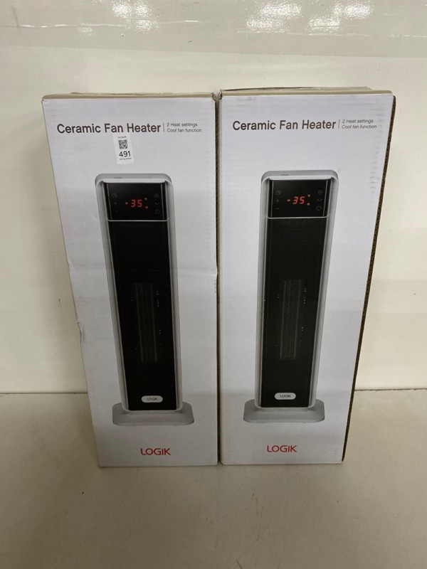 Lot 491  
            Nottingham SR2 - Delivery Only 

                
2 X LOGIK CERAMIC FAN HEATER