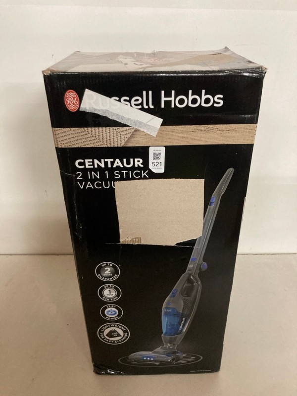 Lot 521  
            Nottingham SR2 - Delivery Only 

                
RUSSELL HOBBS CENTAUR 2 IN 1 STICK VACUUM