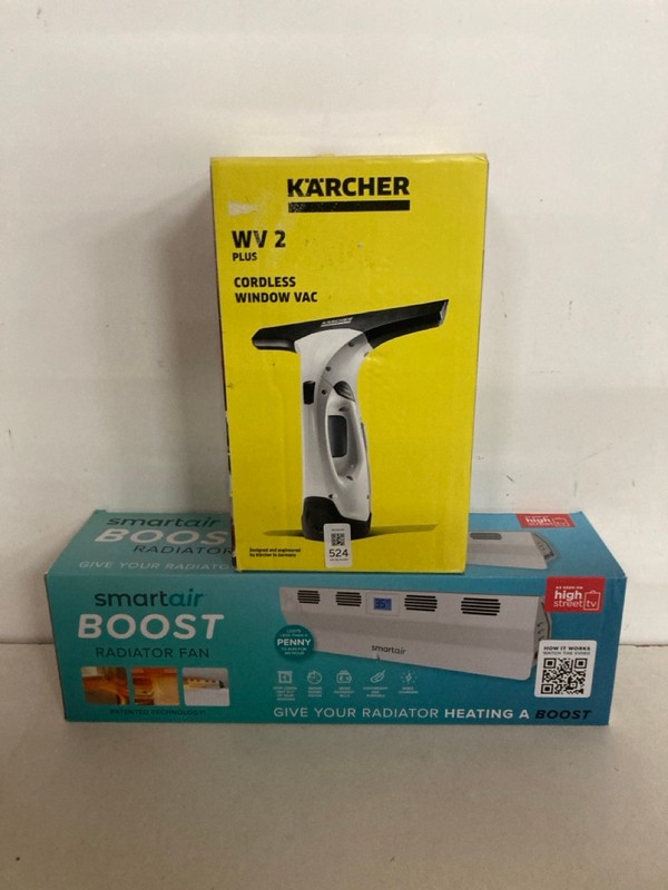 Lot 524  
            Nottingham SR2 - Delivery Only 

                
2 X ITEMS INC KARCHER WV 2 PLUS CORDLESS WINDOW VAC