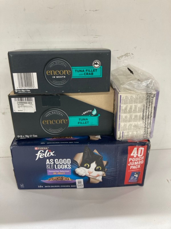 Lot 549  
            Nottingham SR2 - Delivery Only 

                
4 X CAT FOOD ITEMS INC PURINA FELIX 40 JUMBO POUCH PACK (BBE: 04/27)