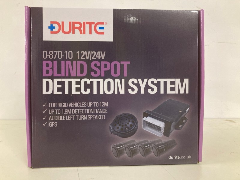 Lot 120  
            Nottingham SR3 - Delivery Only 

                
DURITE 0-870-10 BLIND SPOT DETECTION SYSTEM WITH LEFT TURN SPEAKER 12/24V PN: 0 8...