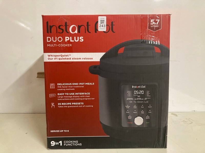 Lot 243  
            Nottingham SR3 - Delivery Only 

                
INSTANT DUO PLUS MULTI-COOKER 9-IN-1