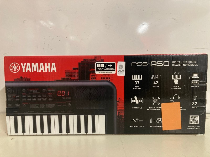 Lot 260  
            Nottingham SR3 - Delivery Only 

                
YAMAHA DIGITAL KEYBOARD MODEL: PSS-A50