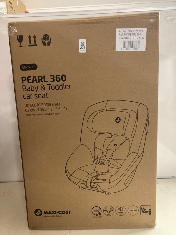 Lot 276  
            Nottingham SR3 - Delivery Only 

                
MAXI-COSI PEARL 360 BABY-TODDLER CAR SEAT