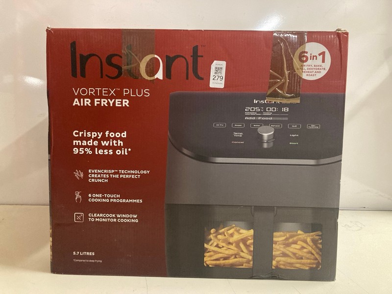 Lot 279  
            Nottingham SR3 - Delivery Only 

                
INSTANT VORTEX PLUS AIR FRYER 6-IN-1