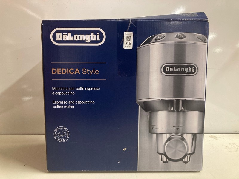 Lot 316  
            Nottingham SR3 - Delivery Only 

                
DE'LONGHI DEDICA STYLE COFFEE MACHINE