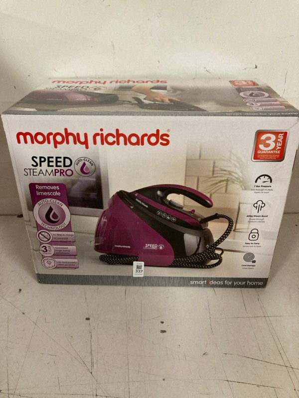 Lot 337  
            Nottingham SR3 - Delivery Only 

                
MORPHY RICHARDS SPEED STEAM PRO IRON