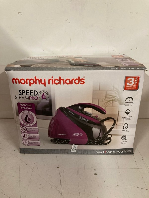 Lot 338  
            Nottingham SR3 - Delivery Only 

                
MORPHY RICHARDS SPEED STEAM PRO IRON
